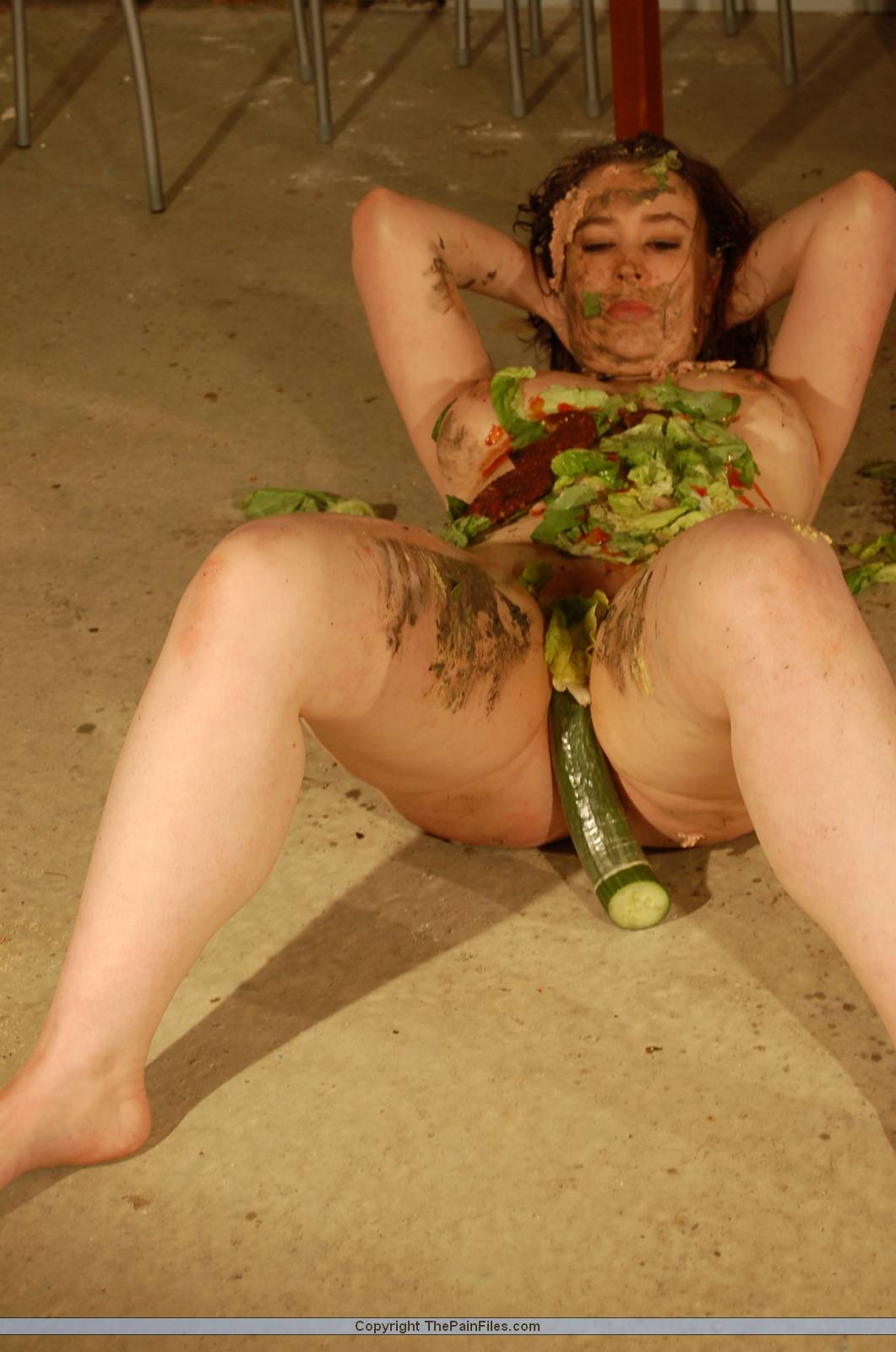 Bizarre female humiliation and messy degradation of food