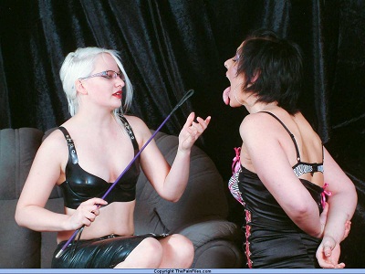 blonde mistress humiliating her brunette slave girl